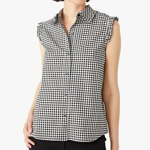 NWT kate spade Mini gingham sleeveless top , Black and white‎